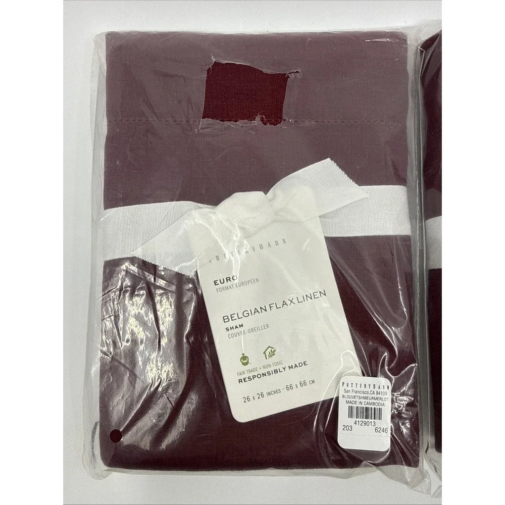 Pottery Barn Merlot Euro Belgian Flax Linen Shams Set Of 2 26